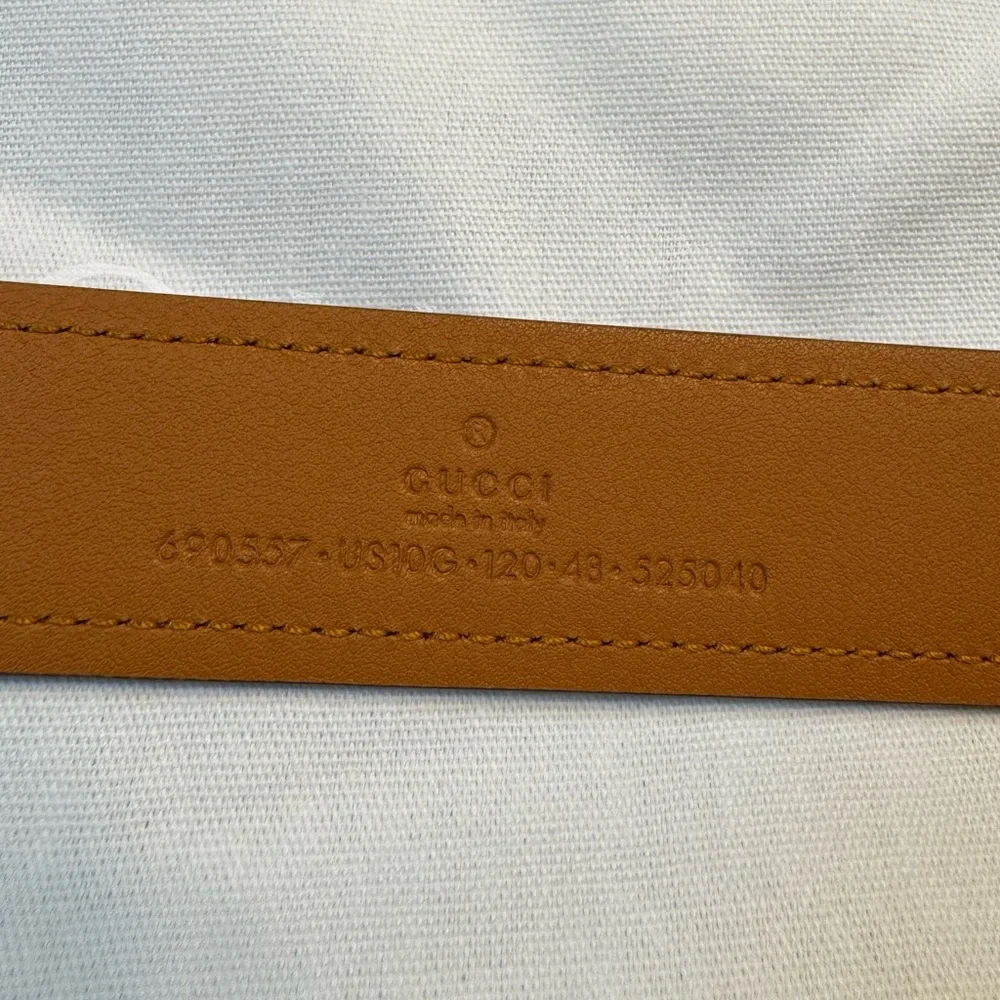 New Gucci GG Logo Buckle Brown Belt Size 48 / 120 cm Fits a Waist 44 - 48